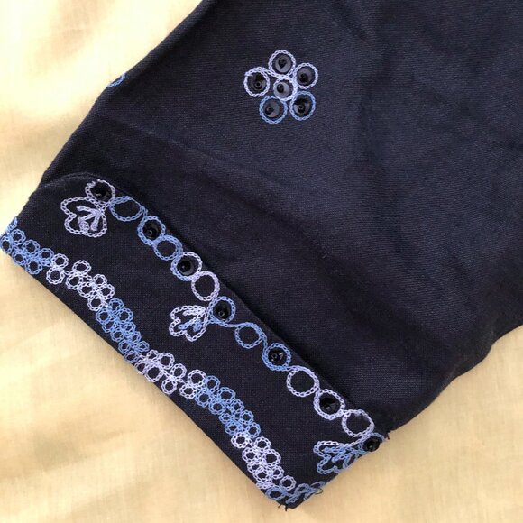 Linen Ink Blue Embellished Suit Shirt - Picture 12 of 13